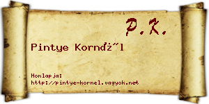 Pintye Kornél névjegykártya